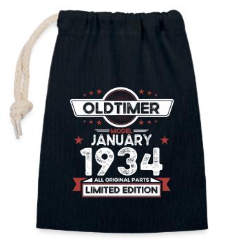 90th Birthday Vintage January Vintage 1934 - Closable cotton gift bag (14x20cm) - navy - Front