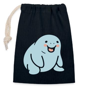 Funny Minimalist Baby Cute Simple Little Lamanti - Closable cotton gift bag (14x20cm) - navy - Front