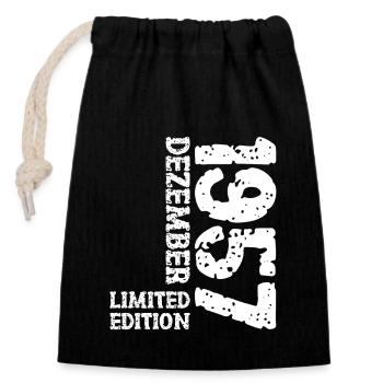 1957 Dezember Limited Edition 66. Geburtstag Deko - Verschließbarer Geschenkbeutel aus Baumwolle (14x20cm) - Schwarz - Vorne