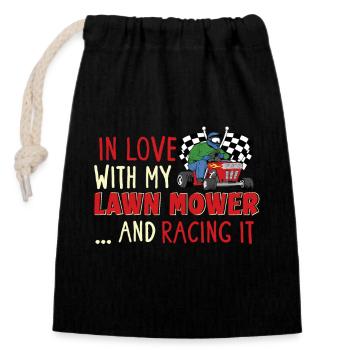 Lawn Mower Race Lawn Mower Race Lawn Mower - Closable cotton gift bag (14x20cm) - black - Front