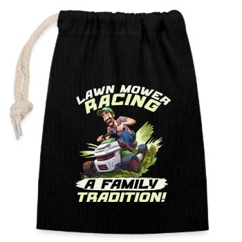 Lawn Mower Race Lawn Mower Race Lawn Mower - Closable cotton gift bag (14x20cm) - black - Front