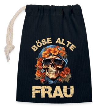 Lustiger Spruch Böse alte Frau - Verschließbarer Geschenkbeutel aus Baumwolle (14x20cm) - Navy - Vorne