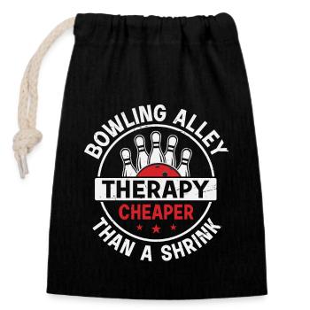 Bowling Alley Therapy - Cheaper Than A Shrink - Verschließbarer Geschenkbeutel aus Baumwolle (14x20cm) - Schwarz - Vorne