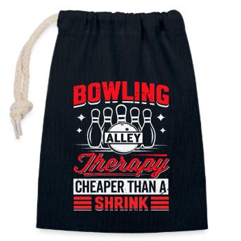 Bowling Alley Therapy - Cheaper Than A Shrink - Closable cotton gift bag (14x20cm) - navy - Front