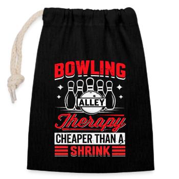 Bowling Alley Therapy - Cheaper Than A Shrink - Verschließbarer Geschenkbeutel aus Baumwolle (14x20cm) - Schwarz - Vorne