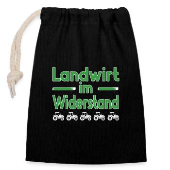 Bauern und Landwirte im Widerstand - Demo Protest - Verschließbarer Geschenkbeutel aus Baumwolle (14x20cm) - Schwarz - Vorne