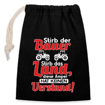Bauern und Landwirte Demo - Protest gegen Ampel - Verschließbarer Geschenkbeutel aus Baumwolle (14x20cm) - Schwarz - Vorne
