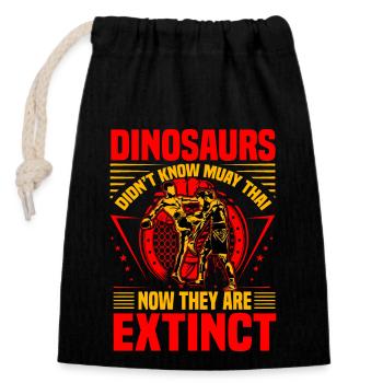 Les dinosaures ne connaissaient pas le muay thaï maintenant ils le sont - Sac cadeau en coton avec cordon (14 x 20 cm) - noir - Devant