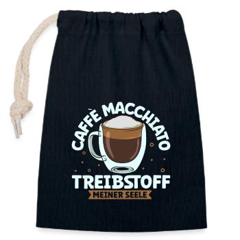 Mein Treibstoff ist Caffè macchiato - Verschließbarer Geschenkbeutel aus Baumwolle (14x20cm) - Navy - Vorne
