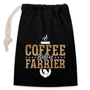 Farrier Coffee Before Metalsmith Coffee Lover - Closable cotton gift bag (14x20cm) - black - Front