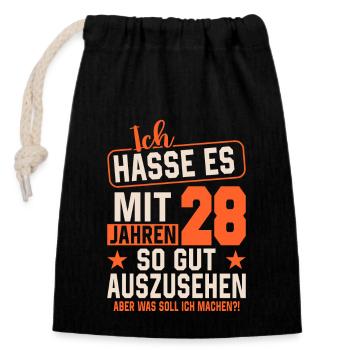 Legendärer 28. Geburtstag - Verschließbarer Geschenkbeutel aus Baumwolle (14x20cm) - Schwarz - Vorne