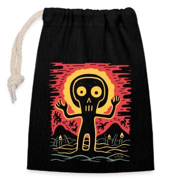 Cartoons Creepy creatures in the countryside - Closable cotton gift bag (14x20cm) - black - Front
