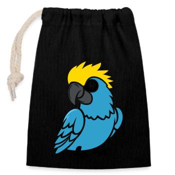 Humor little parrot - Closable cotton gift bag (14x20cm) - black - Front