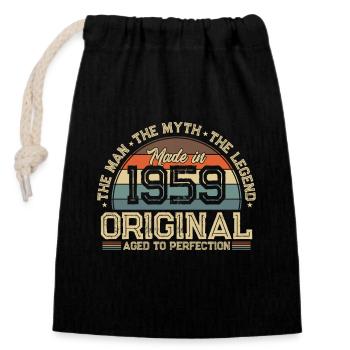 Élégant Vintage anniversaire Surprise 1959 - Sac cadeau en coton avec cordon (14 x 20 cm) - noir - Devant