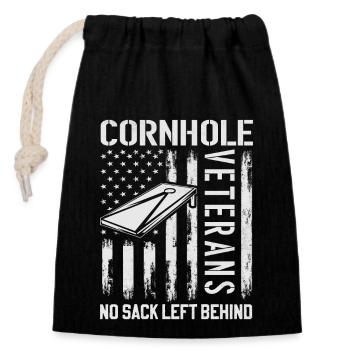 Cornhole Veteran - Kein Sack Bleibt Zurück - Verschließbarer Geschenkbeutel aus Baumwolle (14x20cm) - Schwarz - Vorne
