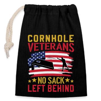 Cornhole Veteran - Kein Sack Bleibt Zurück - Verschließbarer Geschenkbeutel aus Baumwolle (14x20cm) - Schwarz - Vorne