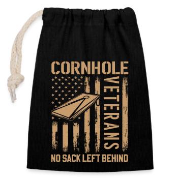 Cornhole Veteran - Kein Sack Bleibt Zurück - Verschließbarer Geschenkbeutel aus Baumwolle (14x20cm) - Schwarz - Vorne