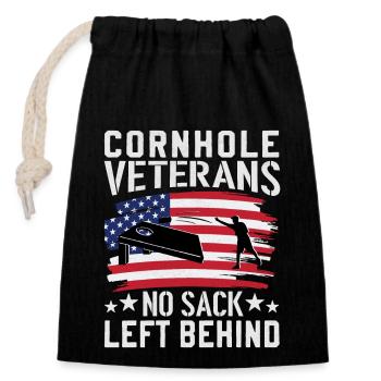 Vétéran de Cornhole - Pas de sac laissé derrière - Sac cadeau en coton avec cordon (14 x 20 cm) - noir - Devant