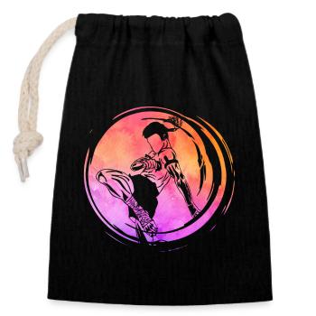 Muay Thai - Closable cotton gift bag (14x20cm) - black - Front