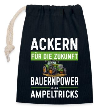 Ackern Für Die Zukunft - Bauernprotest 2024 - Verschließbarer Geschenkbeutel aus Baumwolle (14x20cm) - Navy - Vorne