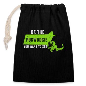 Pukwudgie Cryptid Folklore Myths - Closable cotton gift bag (14x20cm) - black - Front