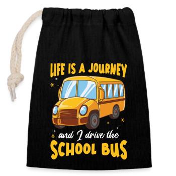 Funny School Bus Driver Appreciation anniversary - Verschließbarer Geschenkbeutel aus Baumwolle (14x20cm) - Schwarz - Vorne