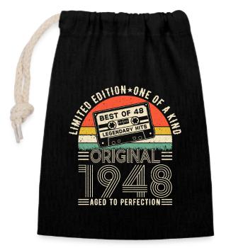 Élégant Vintage 1948 anniversaire Surprise - Sac cadeau en coton avec cordon (14 x 20 cm) - noir - Devant