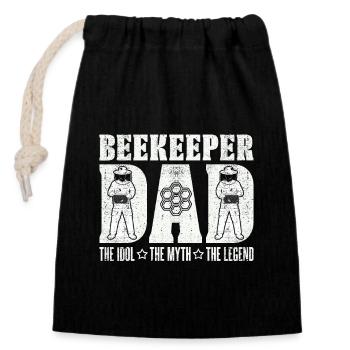 Beekeeper Dad The Idol The Myth The Apiculturist - Verschließbarer Geschenkbeutel aus Baumwolle (14x20cm) - Schwarz - Vorne