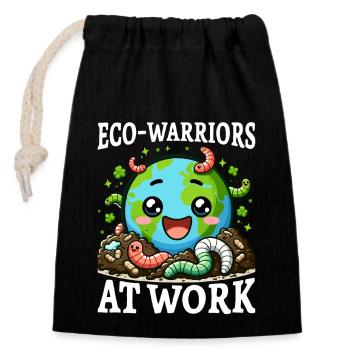 Lombriciculture Jardinage de vers de terre Vermiculture - Sac cadeau en coton avec cordon (14 x 20 cm) - noir - Devant