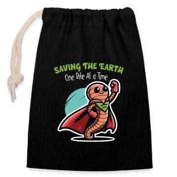 Lombriciculture Jardinage de vers de terre Vermiculture - Sac cadeau en coton avec cordon (14 x 20 cm) - noir - Devant