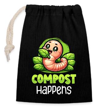 Lombriciculture Jardinage de vers de terre Vermiculture - Sac cadeau en coton avec cordon (14 x 20 cm) - noir - Devant