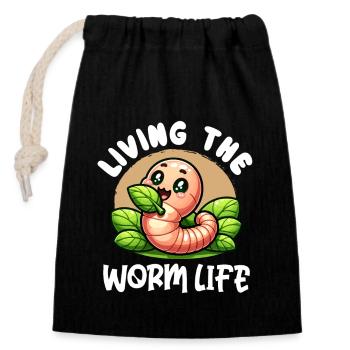 Lombriciculture Jardinage de vers de terre Vermiculture - Sac cadeau en coton avec cordon (14 x 20 cm) - noir - Devant
