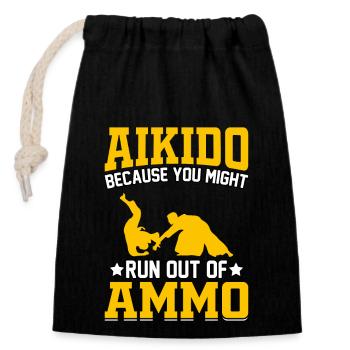 Aikido, weil dir die Munition ausgehen könnte - Verschließbarer Geschenkbeutel aus Baumwolle (14x20cm) - Schwarz - Vorne