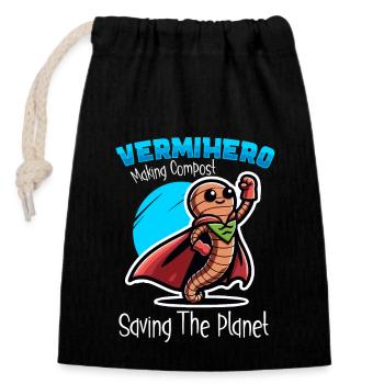 Lombriciculture Jardinage de vers de terre Vermiculture - Sac cadeau en coton avec cordon (14 x 20 cm) - noir - Devant