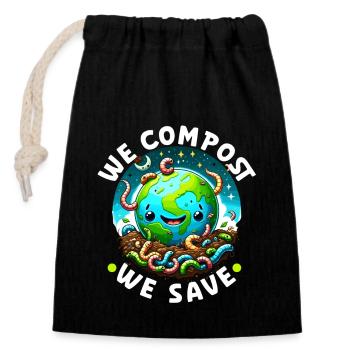 Lombriciculture Jardinage de vers de terre Vermiculture - Sac cadeau en coton avec cordon (14 x 20 cm) - noir - Devant