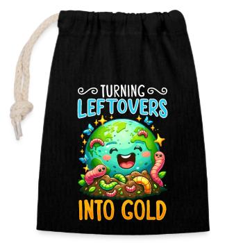 Lombriciculture Jardinage de vers de terre Vermiculture - Sac cadeau en coton avec cordon (14 x 20 cm) - noir - Devant