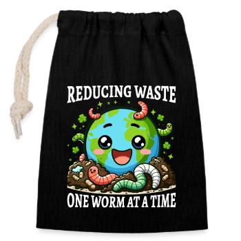 Lombriciculture Jardinage de vers de terre Vermiculture - Sac cadeau en coton avec cordon (14 x 20 cm) - noir - Devant