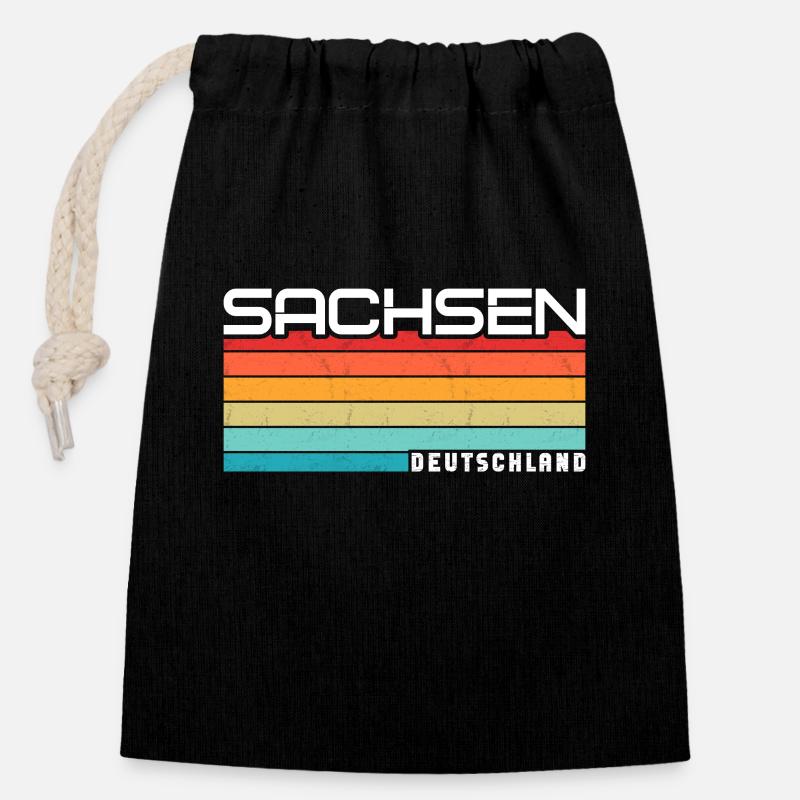 Sachse Sächsin Sachsen - Verschließbarer Geschenkbeutel aus Baumwolle (14x20cm) - Schwarz