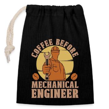 Mechanical Engineer Coffee Repairman Coffee Lover - Closable cotton gift bag (14x20cm) - black - Front