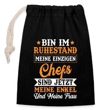 Rentner Geschenk Mann zum Ruhestand für Opa - Verschließbarer Geschenkbeutel aus Baumwolle (14x20cm) - Schwarz - Vorne