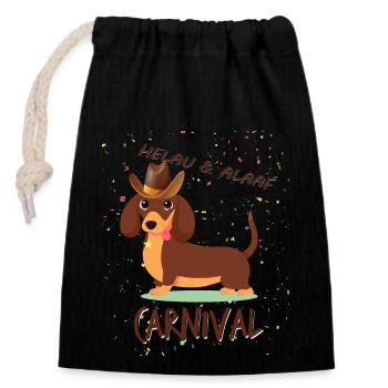 Dachshund, Carnival, Carnival, Helau, Alaaf, Cowboy - Closable cotton gift bag (14x20cm) - black - Front