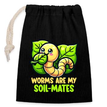 Lombriciculture Jardinage de vers de terre Vermiculture - Sac cadeau en coton avec cordon (14 x 20 cm) - noir - Devant