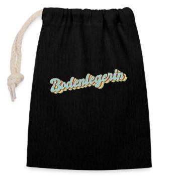 Parkett-Teppich Abschluss-Geschenk Bodenlegerin - Verschließbarer Geschenkbeutel aus Baumwolle (14x20cm) - Schwarz - Vorne