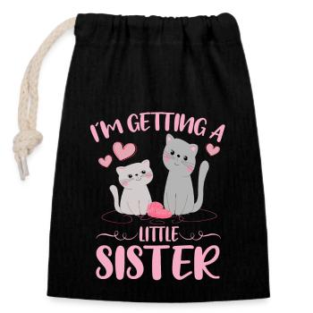 Baby Sister Reveal Im Getting A Little Sister Cat - Verschließbarer Geschenkbeutel aus Baumwolle (14x20cm) - Schwarz - Vorne