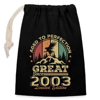 Vintage Geburtstag 2003 - Retro Geschenkidee 2003 - Verschließbarer Geschenkbeutel aus Baumwolle (14x20cm) - Schwarz - Vorne