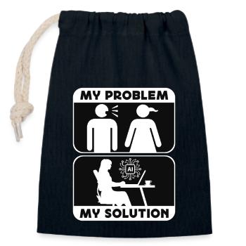 Intelligence Artificielle Mon Problème Pictogramme Maman - Sac cadeau en coton avec cordon (14 x 20 cm) - bleu marine - Devant