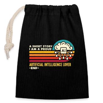 Intelligence artificielle Une petite histoire Je suis cyborg - Sac cadeau en coton avec cordon (14 x 20 cm) - noir - Devant