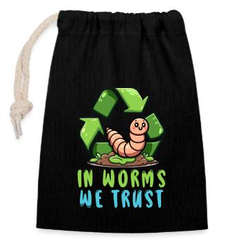 Lombriciculture Jardinage de vers de terre Vermiculture - Sac cadeau en coton avec cordon (14 x 20 cm) - noir - Devant