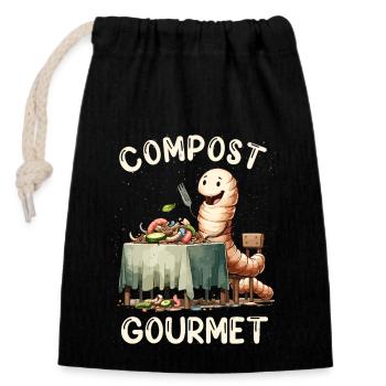 Lombriciculture Jardinage de vers de terre Vermiculture - Sac cadeau en coton avec cordon (14 x 20 cm) - noir - Devant