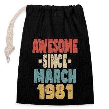 Génial mars 1981 - Sac cadeau en coton avec cordon (14 x 20 cm) - noir - Devant
